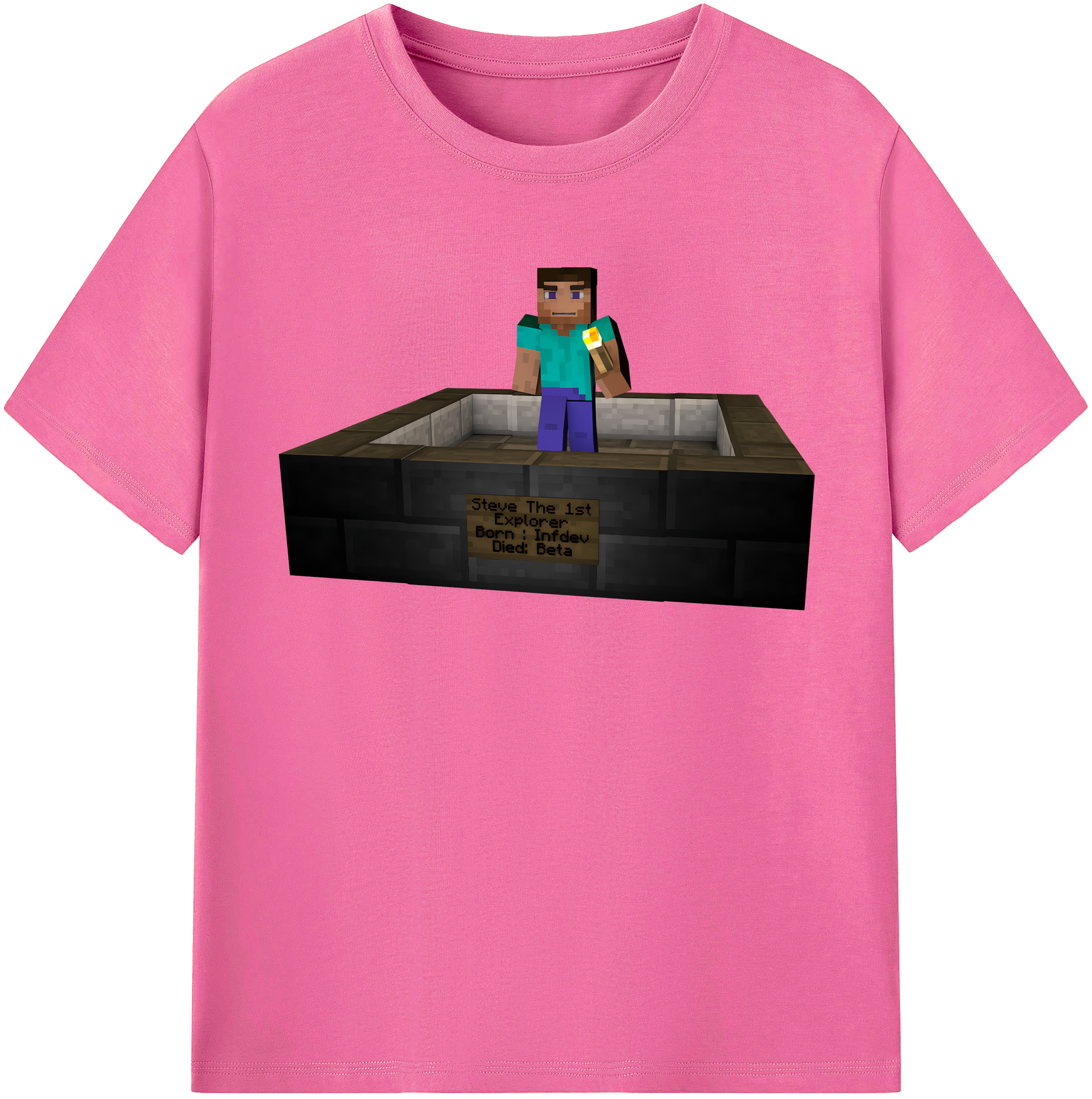 （画像用） マインクラフト ブロックの世界 Minecraft MC Block world レディースカジュアルプリントTシャツ（綿100％）